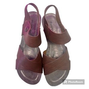 Pierre Dumas Women's Chantal-4 Wedge Sandal Sz 10 in Whiskey Like New!